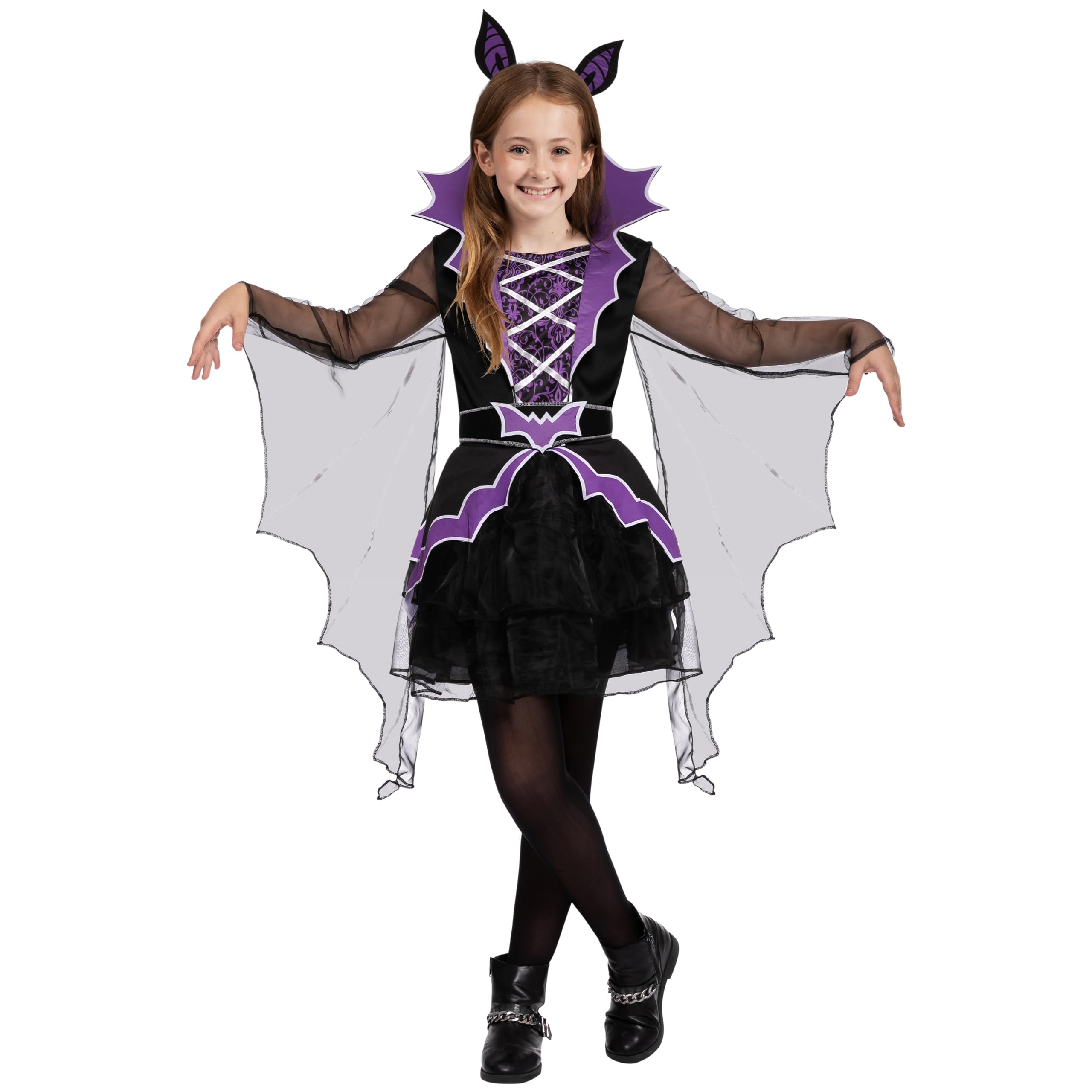 Spooktacular Creations Child Girl Miss Battiness Costume for Halloween Dress Up Party, Themed Parties, Cosplay, Everyday Play Medium (7-9 yrs)