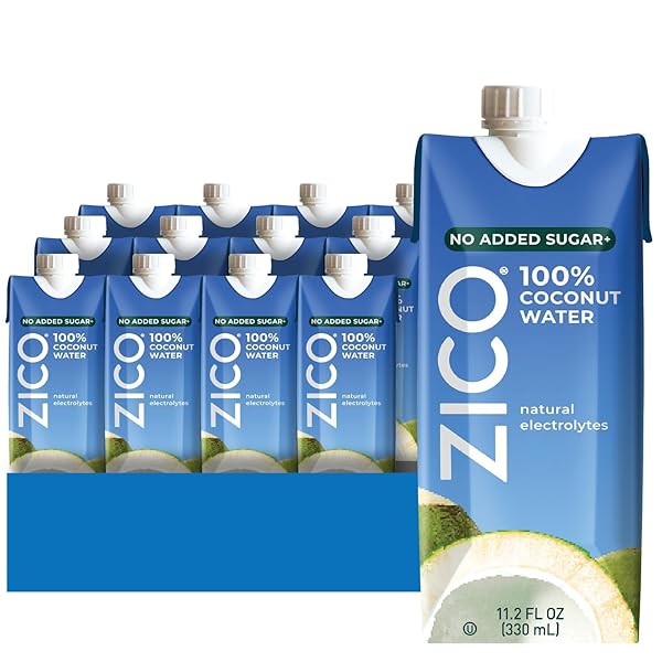 ZICO 100% COCONUT WATER, NO ADDED SUGAR, REFRESHINGLY DELICIOUS, HYDRATION WITH ELECTROLYTES, 11.2 FL OZ (PACK OF 12)
