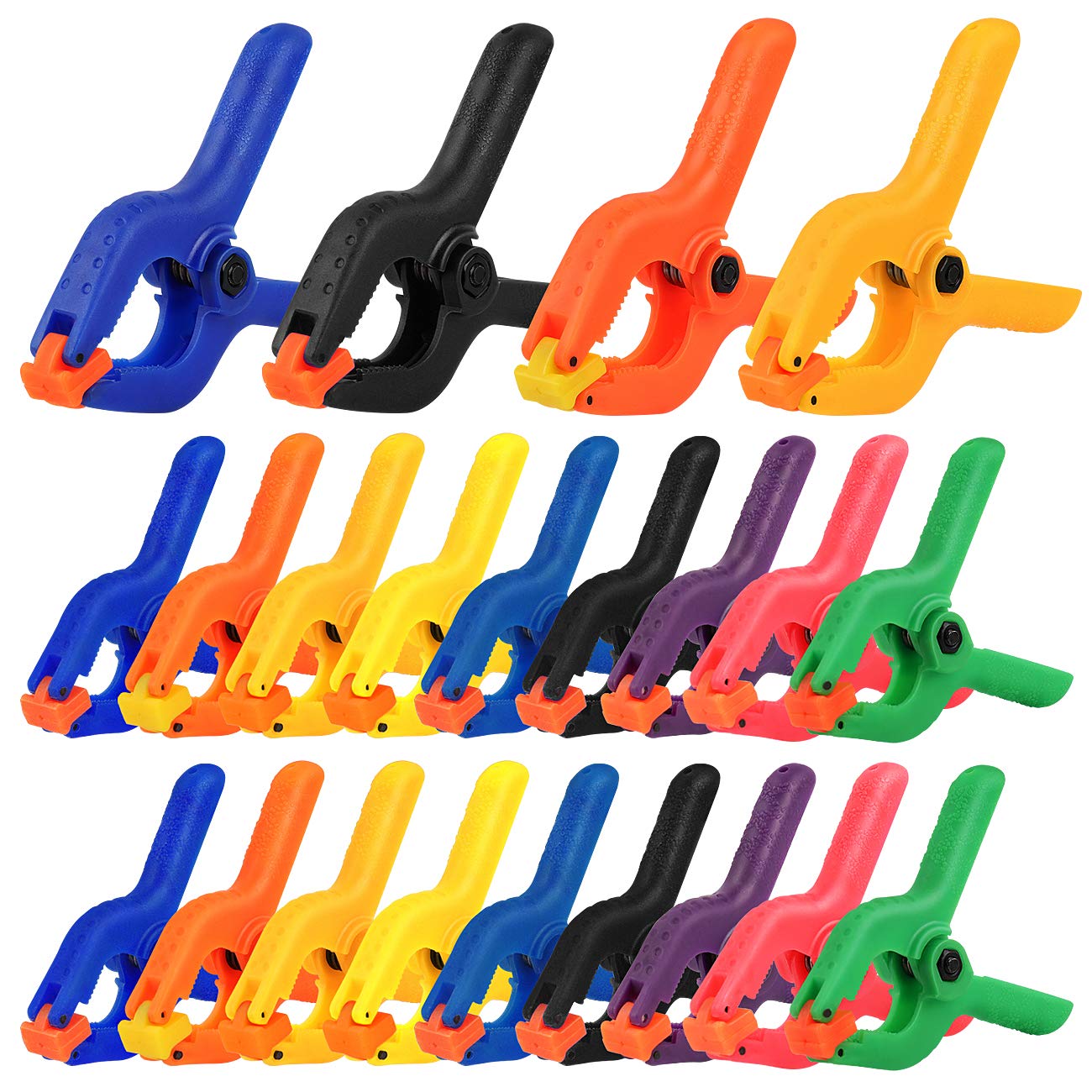 Spring Clamps Set 22PCs, MAXPOWER Colorful Plastic Muslin Clamps Quick Grip Clips Clamps for DIY Woodworking Photo Photography Backdrop - 2-inch x 18PCS and 3-inch x 4PCS