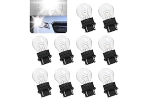Anyhut 10 PCS 3157 Car Bulb, 12V Halogen Brake Light, Tail Light, Reverse Light, Turn Signal Bulb Replacement, Universal Fit for Most Cars (White)