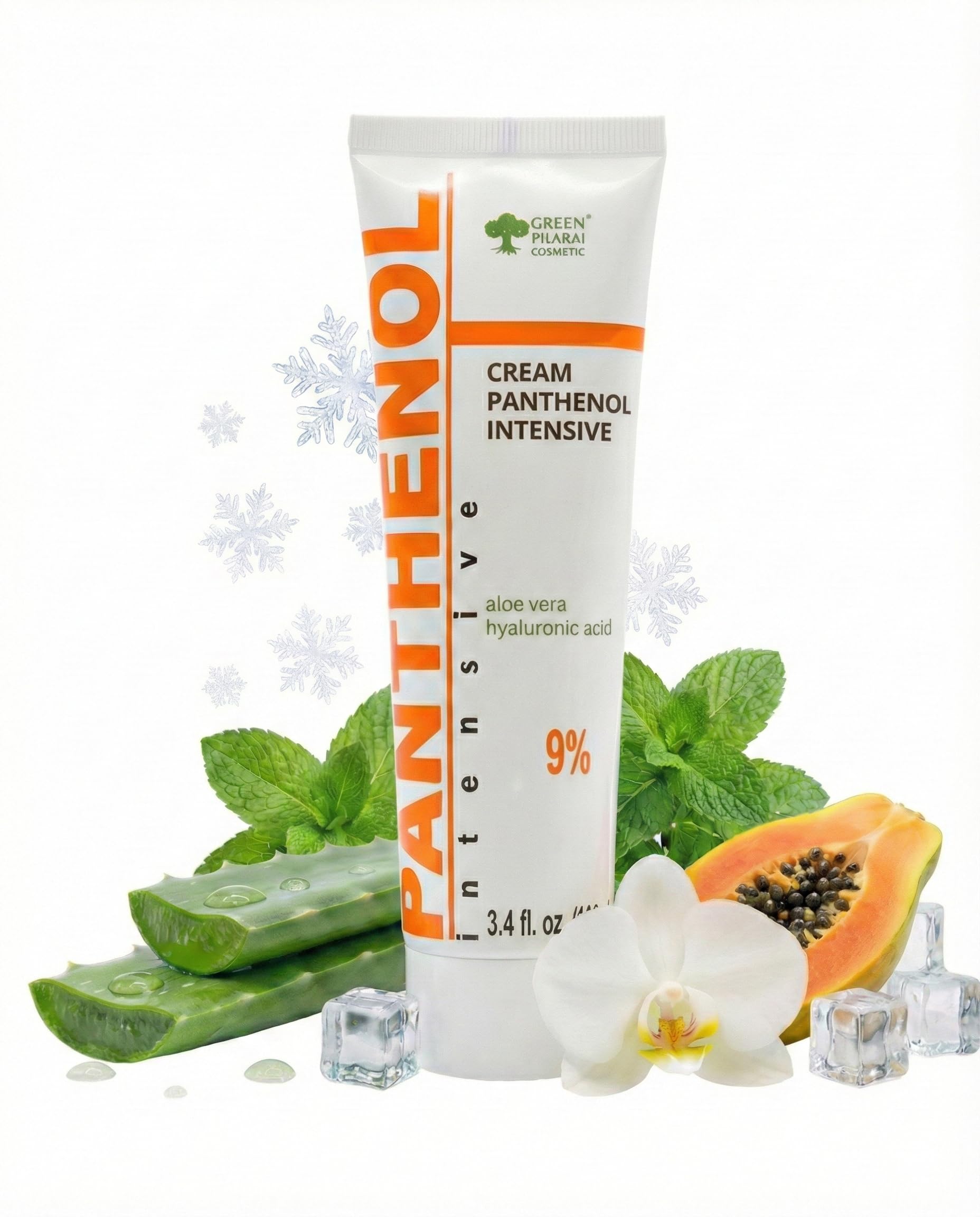 9% Intensive Panthenol Cream 3.4 Oz/ 100 Ml with Aloe Vera & Hyaluronic Acid | Deep Moisturizing, After Sun & Tattoo Care, Hair Transplant for All Skin Types (Cream, 100 Ml)