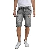 Betusline Mens Jean Shorts Distressed Ripped Denim Shorts Summer Casual Classic Straight Short Jeans