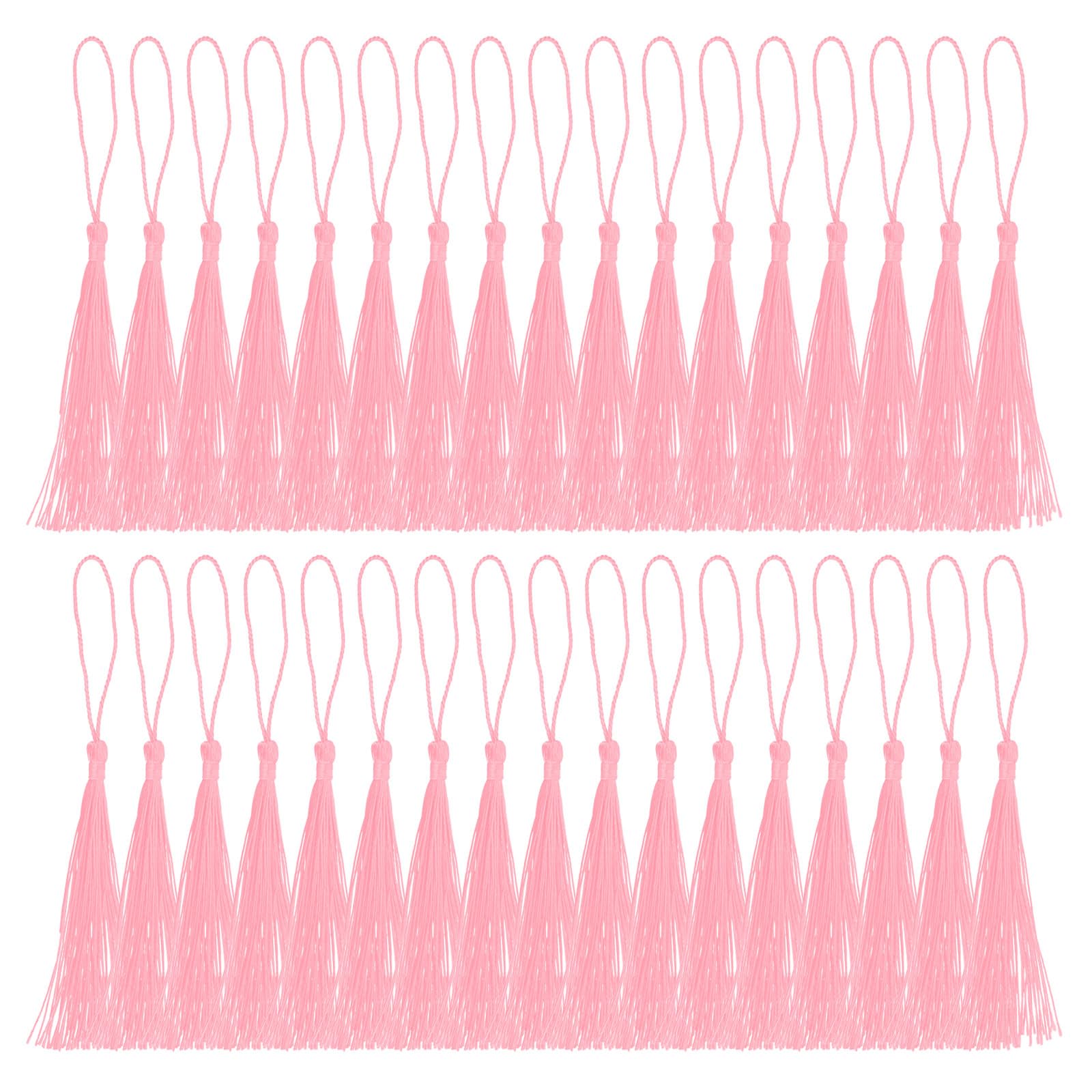 PATIKIL 13cm/5 Inch Pink Polyester Graduation Bookmark Tassels, 100 Pack