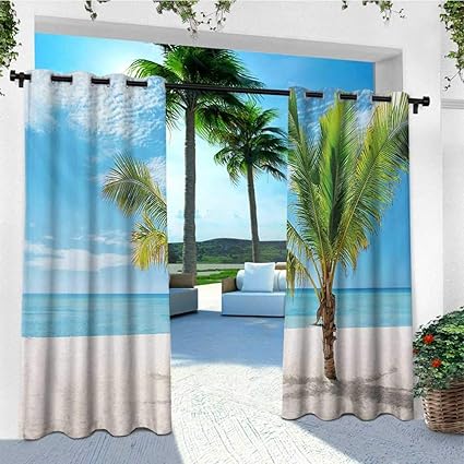 Amazon Com Tropical Outdoor Curtain Pole Exotic Beach With