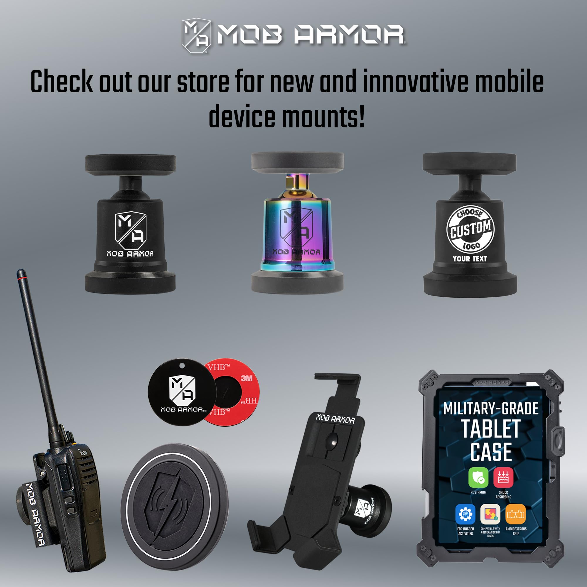 Mob Armor MobNetic Maxx - USA Assembled Magnetic Phone Holder for Car, Magnetic Car Phone Mount, 90-Degree Tilt, 360-Degree Rotation, Aluminum Metal, Compatible with iPhone & Android - Black