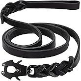 GEIT 4/5/6FT Leather Dog Leash, Heavy Duty Dog Training Leashes, Genuine Leather Braided Leash with Quick Release/Locking Tactical Frog Clip for Medium and Large Dogs