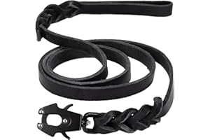 GEIT 4/5/6FT Leather Dog Leash, Heavy Duty Dog Training Leashes, Genuine Leather Braided Leash with Quick Release/Locking Tactical Frog Clip for Medium and Large Dogs