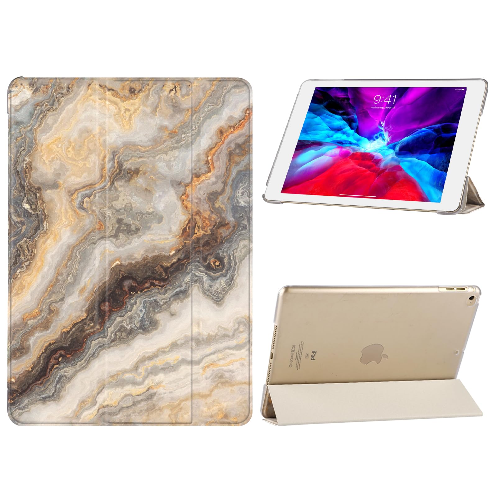 MOBISTAR® Case for iPad 10th Generation 2022 10.9 Inch, Slim Stand Hard Back Shell Smart Magnetic Cover iPad 10.9 Inch Case with Auto Wake/Sleep (Brown Marble)
