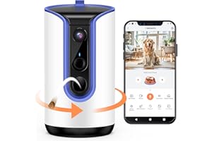 Fexfor 2K Pet Camera Security Dogs Camera, On-Device AI Tracking and Pet Monitoring, 360° View, with Treat Dispenser, Local Storage, 2-Way Audio, Phone App, Motion Alert