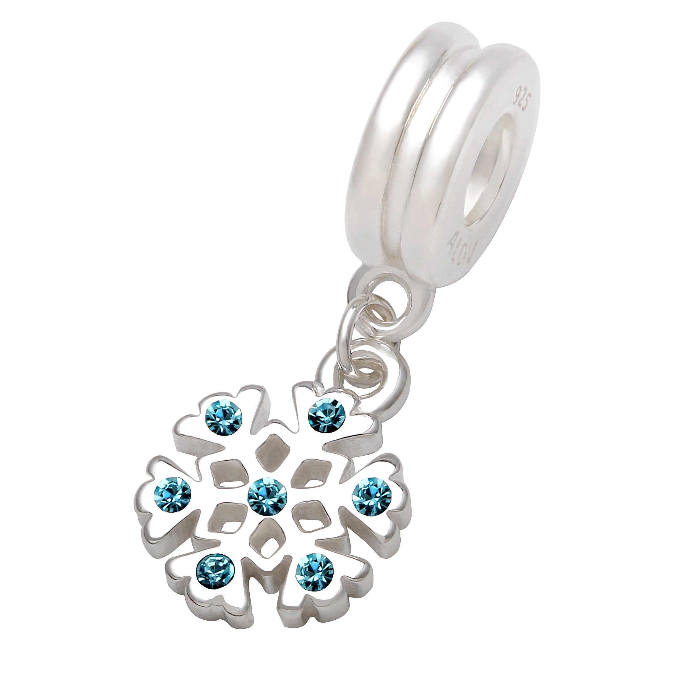 ALOV Jewelry Sterling Silver Snowflake Iceflake bead charm