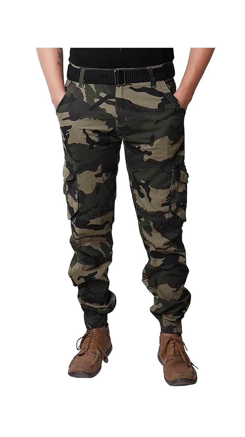 plus91 camouflage cargo jogger pants for men