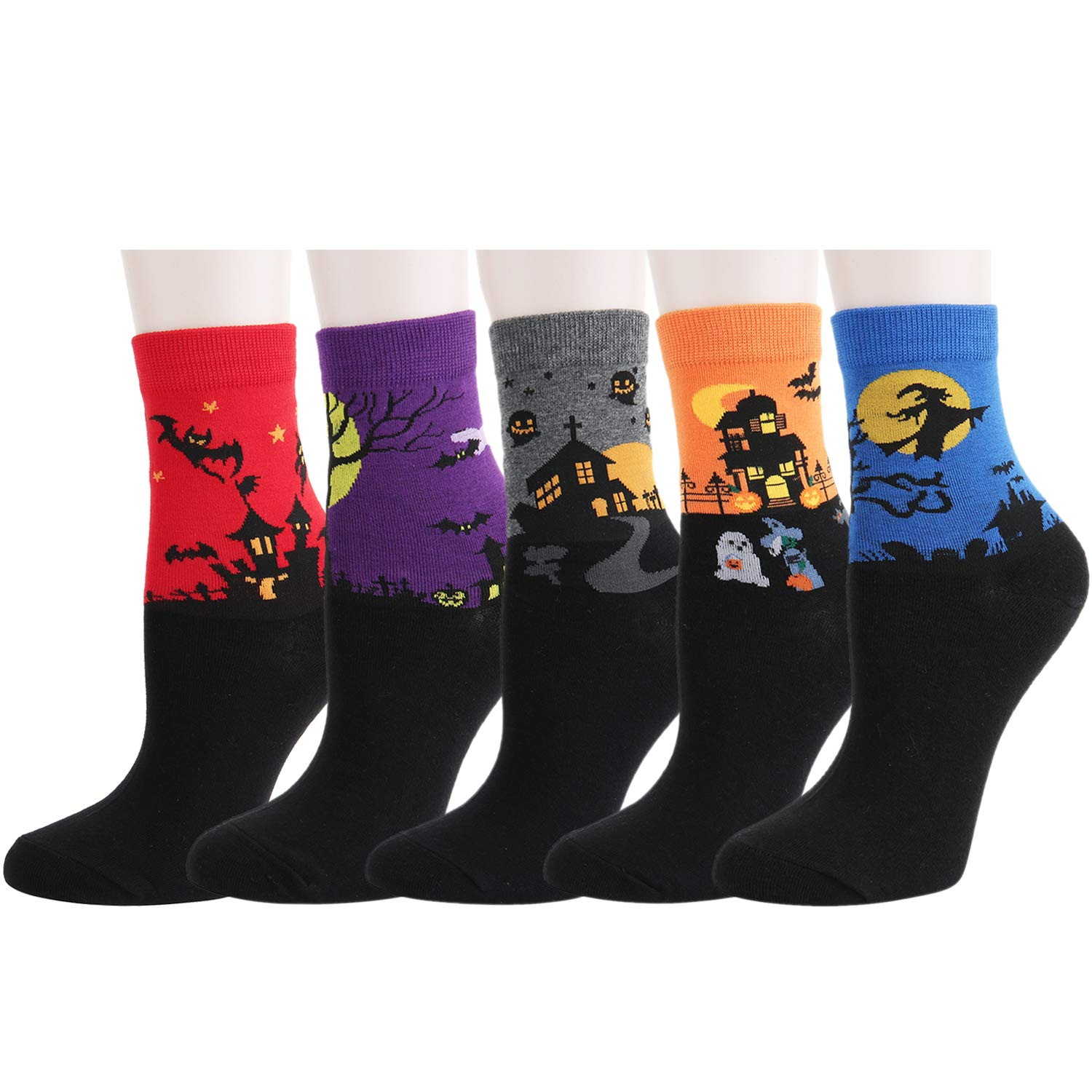 Happypop Women Ladies Girl Funny Halloween Socks Cartoon Animal Novelty Cute Socks Dog Cat Cotton Causal Crew Socks