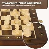 Peradix Wooden Magnetic Chess Set 30x30cm Folding Board with 2 Extra Queens view 3