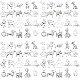 Sailanzi 80pcs antique silver puppy series Pendant Jewelry Making DIY Keychain Earrings Pendant Various Design Charms for Jewelry Making Bracelets Necklace (SN861)