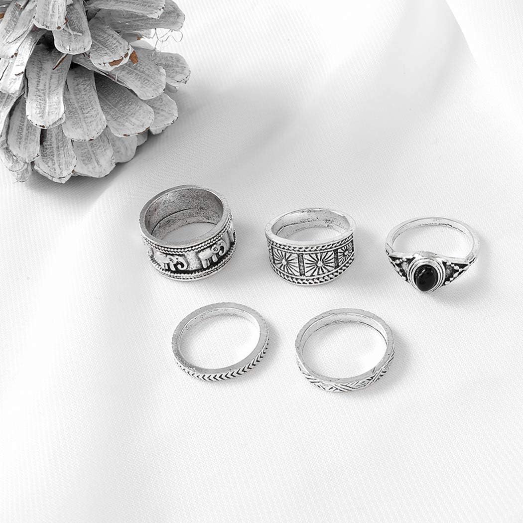 Aukmla Anillo de nudillo de Boho sistemas de plata apilables Finger