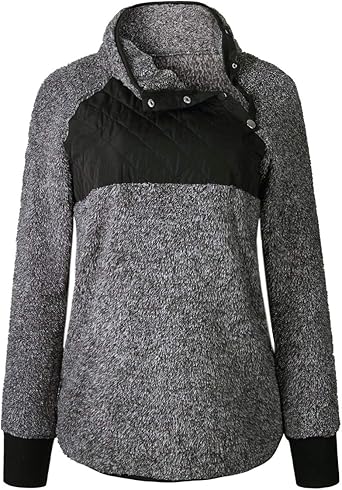 button neck fleece pullover