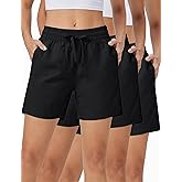 ZUTY 3 Pack 5" Womens Athletic Shorts Basic Running Shorts Lightweight Quick Dry Gym Workout Shorts with Pockets