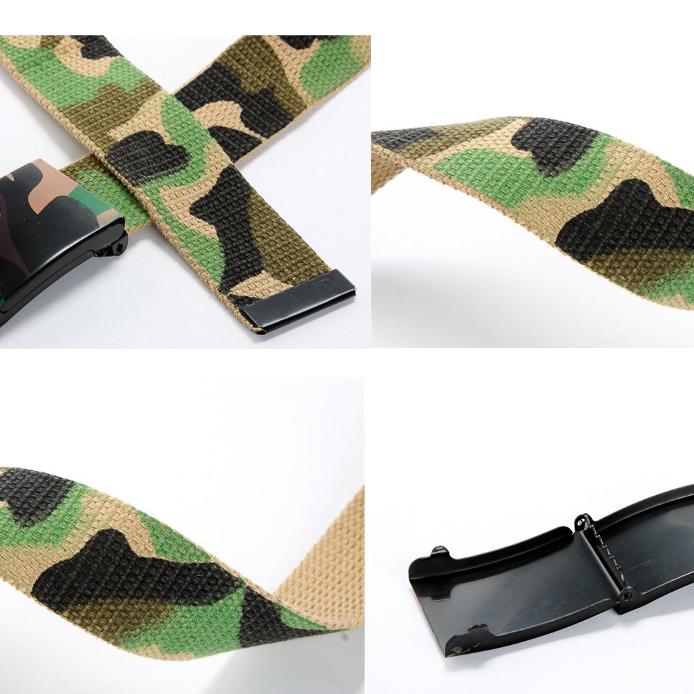 Vbiger Men\'s Plain Canvas Casual All-match Belt (D-Army Green / 110cm)