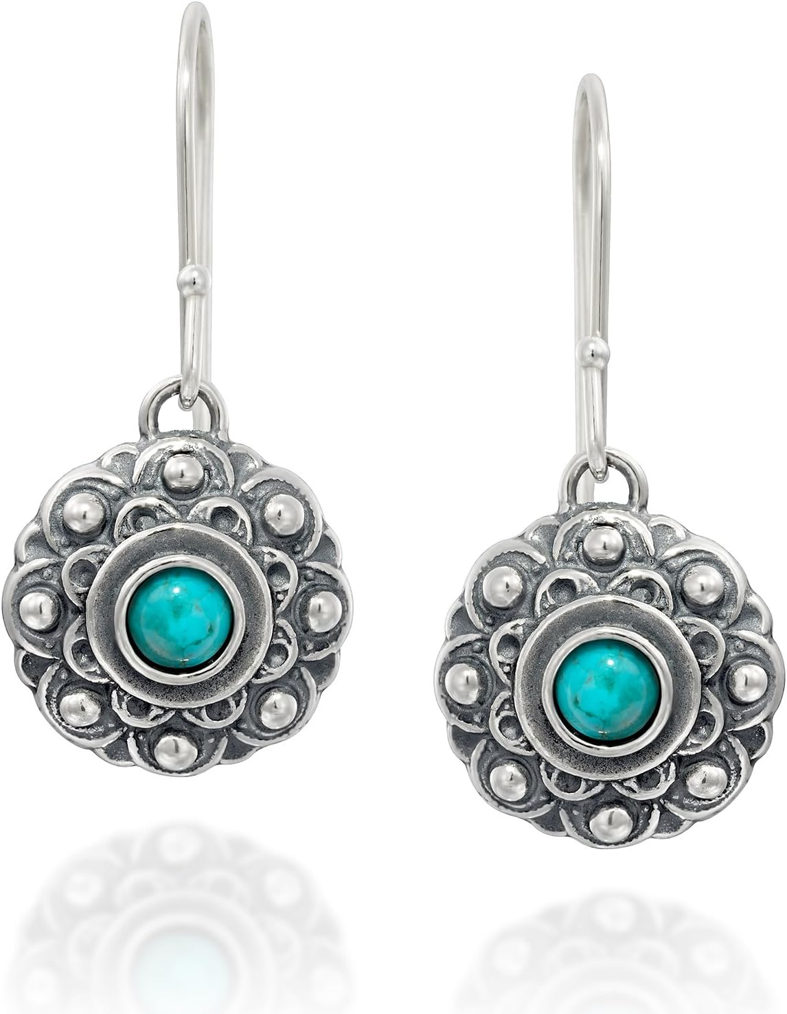 Antique Style 925 Sterling Silver Choice of Gemstone Flower Dangle Earrings