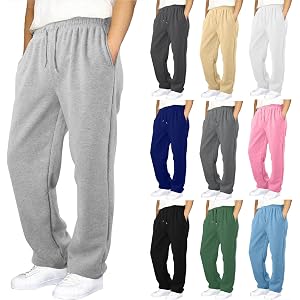 FOCLMP Fleece Sweatpants for Boy Teens Athletic Baggy Sweat Pants Kids Joggers Open Bottom with Pockets Winter 4-15 Year Old