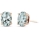 1.8 Carat 14k Solid Rose Gold Stud Earrings Natural Aquamarine
