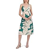 Laundry by Shelli Segal Women's Sleeveless V Neck Casual Chic Midi Dress
