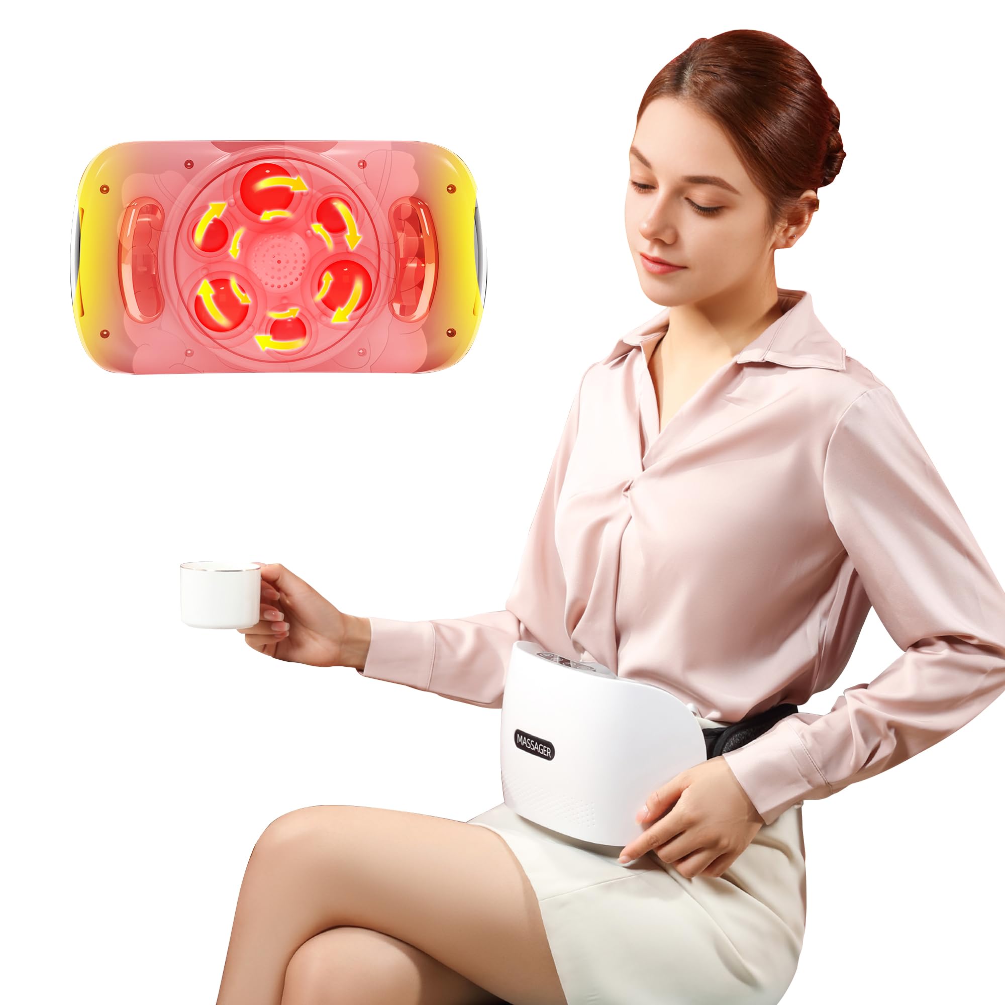 Photo 1 of QXC Stomach Massager for Digestion - Abdominal Massager with Heat, Electric Hands-Free Belly Fat Buener Machine with Heat to Relieve Bloating, Period Pain and Constipation