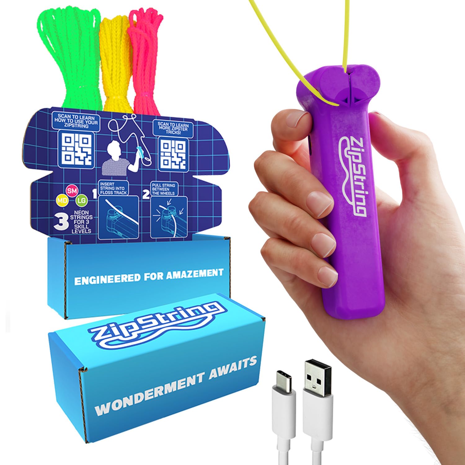 ZipString - String Rope Launcher - Outdoor Toy Viral, Fidget Toy for Kids and Adults - Cool Toys (Violet) — image 1