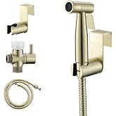 Purrfectzone Bidet Sprayer for Toilet, Handheld Bidet Sprayer Kit, Easy-to-Install Toilet Handheld Shower, Hand Held Stainless Steel Shattaf with Adjustable Flow, Cloth Diaper Set-Brushed Gold