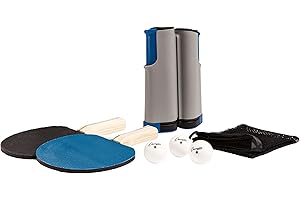 Champion Sports Anywhere Table Tennis: Ping Pong Paddles, Balls, and Portable Net & Post Set To Go, 10.1"L x 10.1"W x 3.2"H