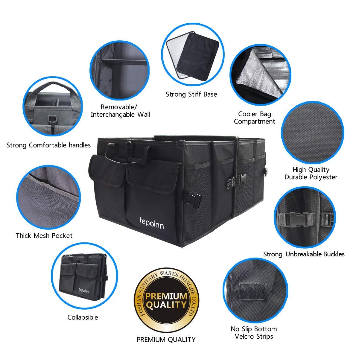Tepoinn Kofferraum Organizer Auto mit Kühlfach Haltbar und faltbar Grosse Kapazität Perfekt für jedes Fahrzeug