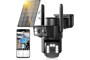 4K Solar Security Cameras Wireless Outdoor, 5GHz/2.4GHz WiFi 360° PTZ Camera Surveillance Exterieur for Home with Dual Lens, 