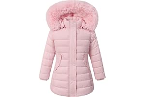 MAJSEBI Girl's Winter Waterproof Warm Long Coat,Kids Puffer Jacket Outerwear Parka,Removable Hood