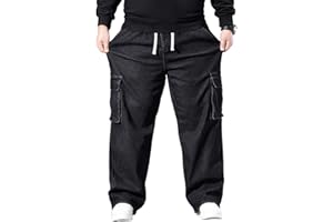 Men's Big and Tall Cargo Jeans Relaxed Fit Stretch Denim Pants Drawstring Waist Baggy Jeans with Pockets 2XL-6XL