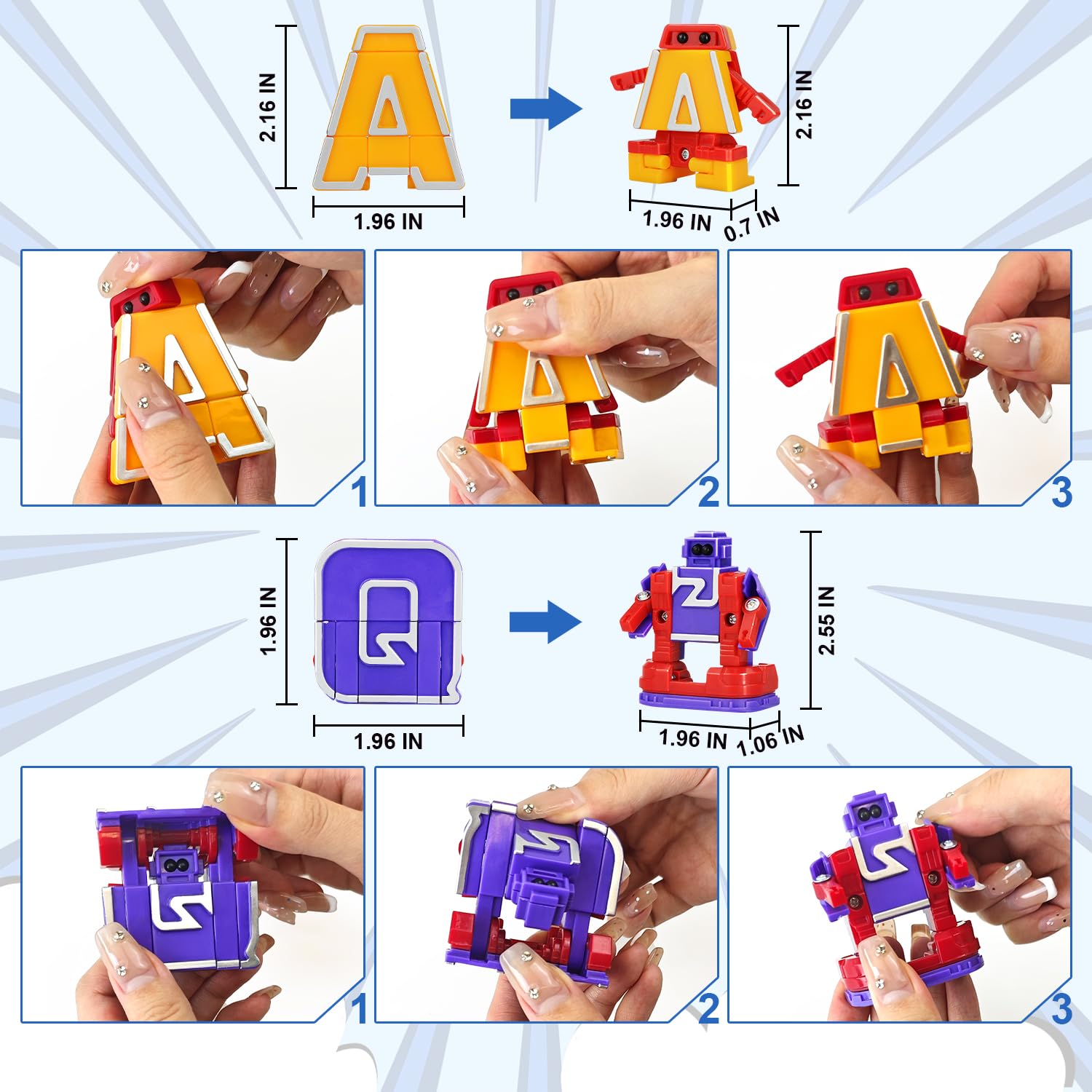 Birthday Toy Gifts for 3 4 5 6 8 Years Old Toddler Boys Girls,26 Alphabet Robots ABC Letters Educational Learning Toys for Kids,Alphabots Deformation STEM Fine Motor Skill Gifts for Preschool Age 3+