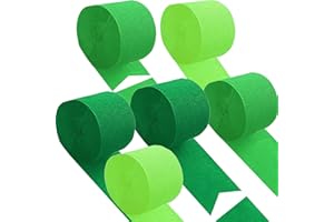 Green Crepe Paper 6 Pcs Streamers for Party Decorations, Graduation Birthday Wedding DIY Crafts, Gift Wrapping Supplies