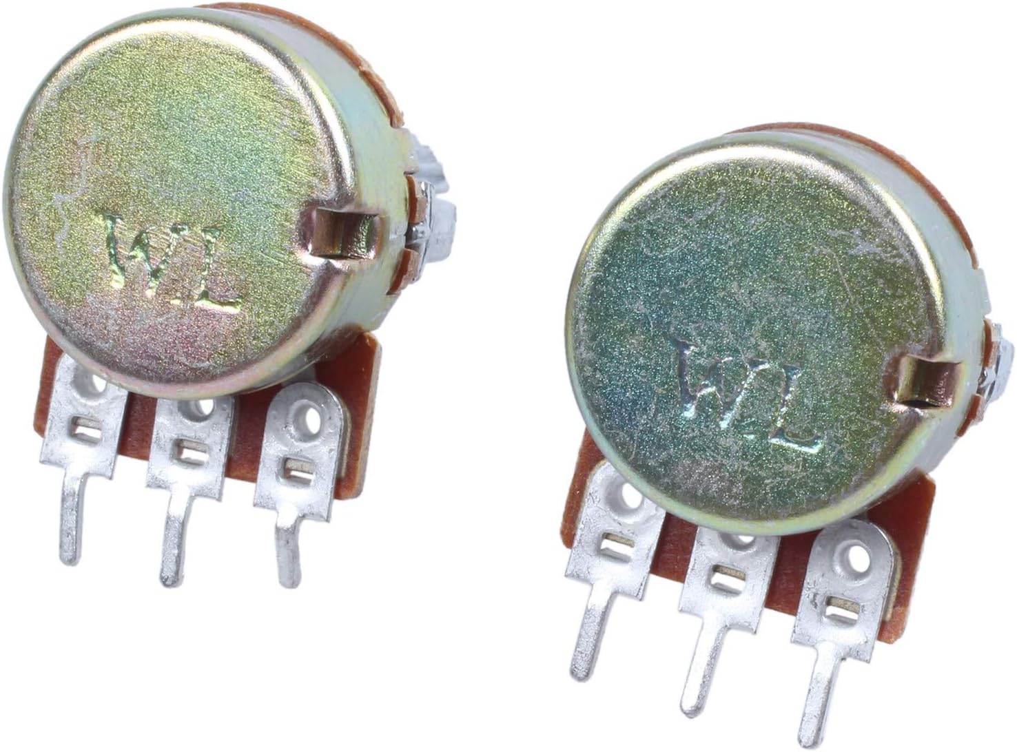 Naliovker 2 Pcs Single Linear Knurled Shaft Volume Rotary Potentiometers 20K Ohm