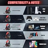 Ozeino Gaming Headset USB LED Mic PC PS4 PS5 Xbox Red view 6