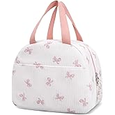 Lunch Box for Women,Cute Corduroy Lunch Tote Bag,Reusable Insulated Lunch Box,Large Capacity Cooler Bag with Compartments for Work, Picnics or Travelling