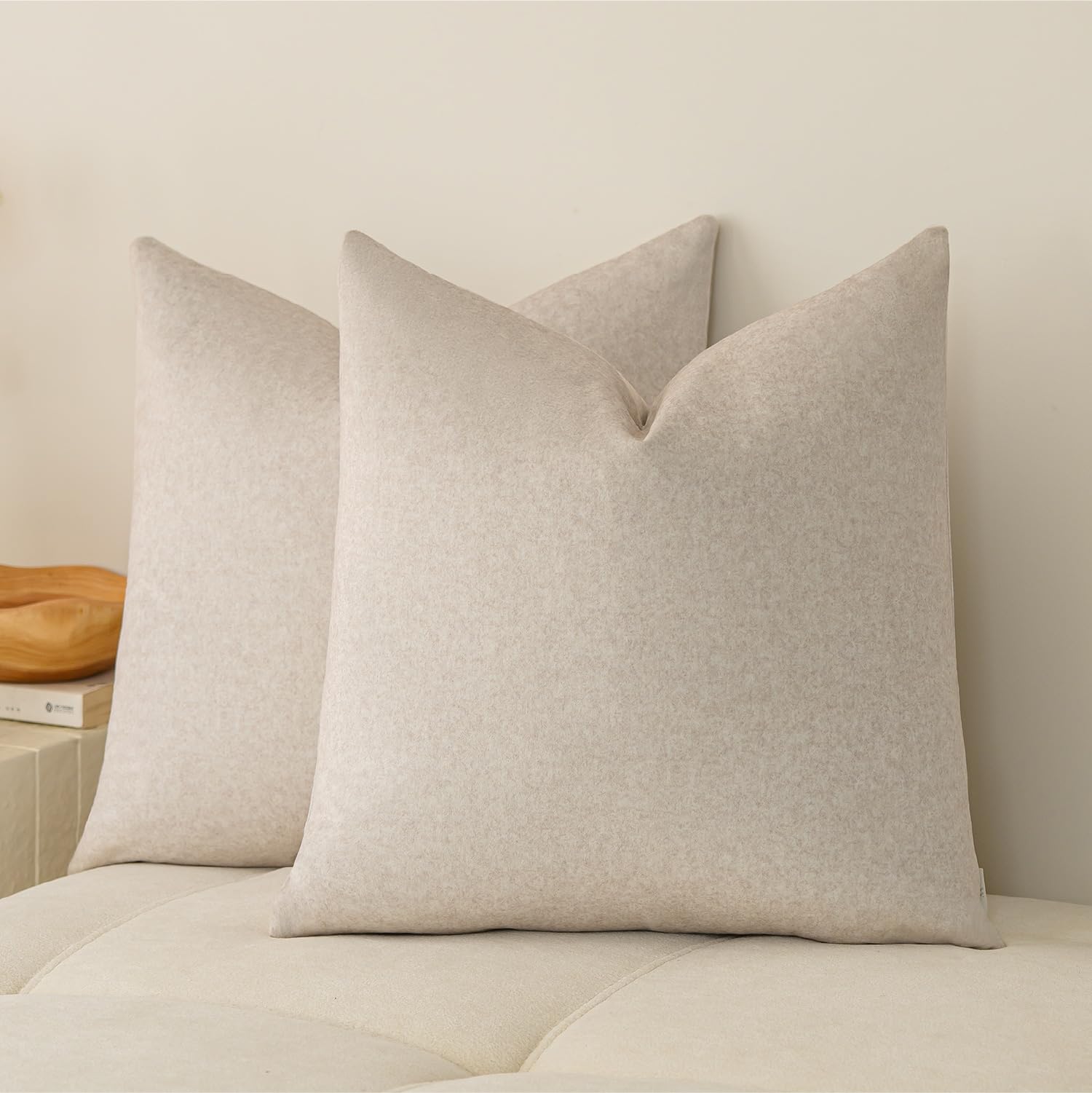 Photo 1 of a moment Pack of 2 Ivory Stain-Resistant Throw Pillow Covers Pet-Friendly Pillowcases Cushion Covers for Sofa Couch Bed Outdoor Waterproof 20x20 Inch