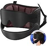 SARISUN Airplane Pillow Combo with Chin Strap, Travel Pillows for Airplanes with Sleep Eye Mask, Plane Head Strap for Long Flights, Car Road Trip, 360° Headrest, Stop Bobblehead Travel Essential, Red