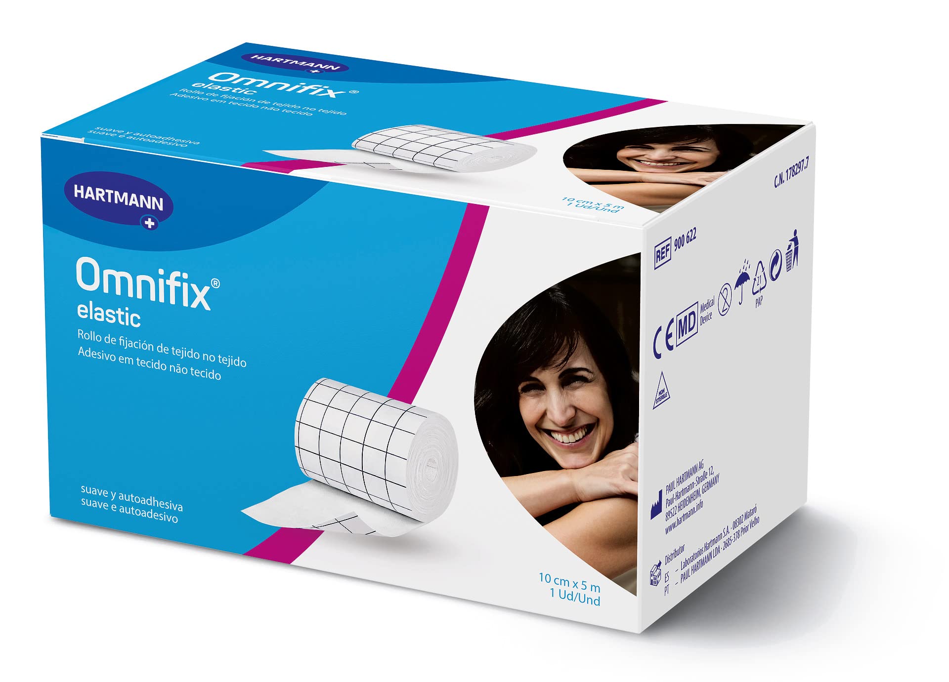 Hartmann OMNIFIX Elastic OTC 5MX10 cm 1 Pack + Scissors, Black, Standard