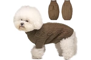 IKIPUKO Dog Sweater Medium Size Dog, Knit Dog Sweater for Christmas, Thermal Knitted Dog Fall Clothes, Thanksgiving Dog Costumes, Soft Dog Turtleneck Sweater for Medium Dogs Schnauzer, Bichon, Coffee M