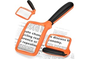 SHELEPRO Magnifying Glass with Light, Folding Handheld Magnifying Glass for Reading, 3X LED Large Rectangle Lighted Magnifier with Brightness Dimmable, Books Magnifier for Seniors, Low Vision Gifts for Elderly