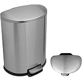 QUALIAZERO 50L/13 Gallon Stainless Steel Trashcan, Soft Close Lid & Smudge-Free Finish, Ideal for Home and Business Use, D Shape (Stainless Steel)