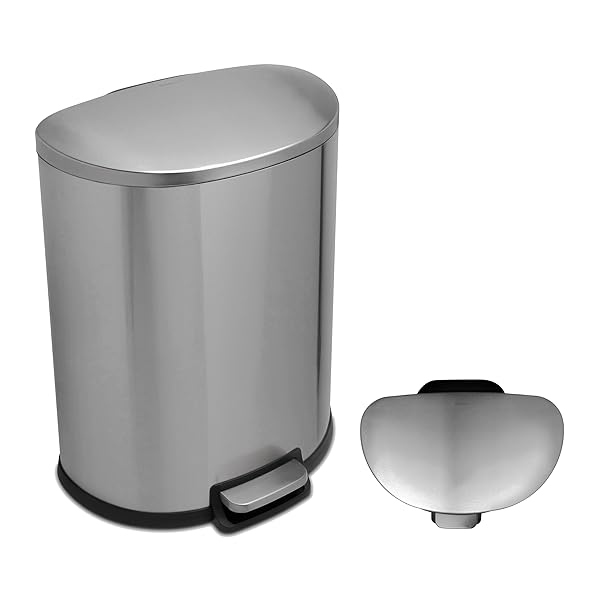 QUALIAZERO 50L/13 GALLON STAINLESS STEEL TRASHCAN, SOFT CLOSE...