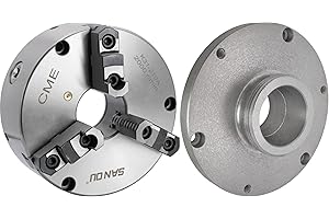 CME TOOLS CME Adjustable-Structure 8" 3-Jaw Self-Centering (Scroll) Lathe Chuck with L00 Long Taper Back Plate, Two-Piece Reversible Jaws