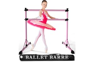 BALLERINA BASICS New & Improved 4 Ft Steel Double Ballet Barre with Carry Bag and Beginner Guide,Adjustable&Portable Ballet Barre for Home and Gym,Quality Ballet bar Anti-Wobble,Stretching Dance bar