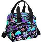 Lunch Bag for Kids Women Men - Reusable Lunch Box with Shoulder Strap, Insulated Meal Tote Bag Leakproof Cooler Bag for Work School Office Picnic, Colorful Skull Head