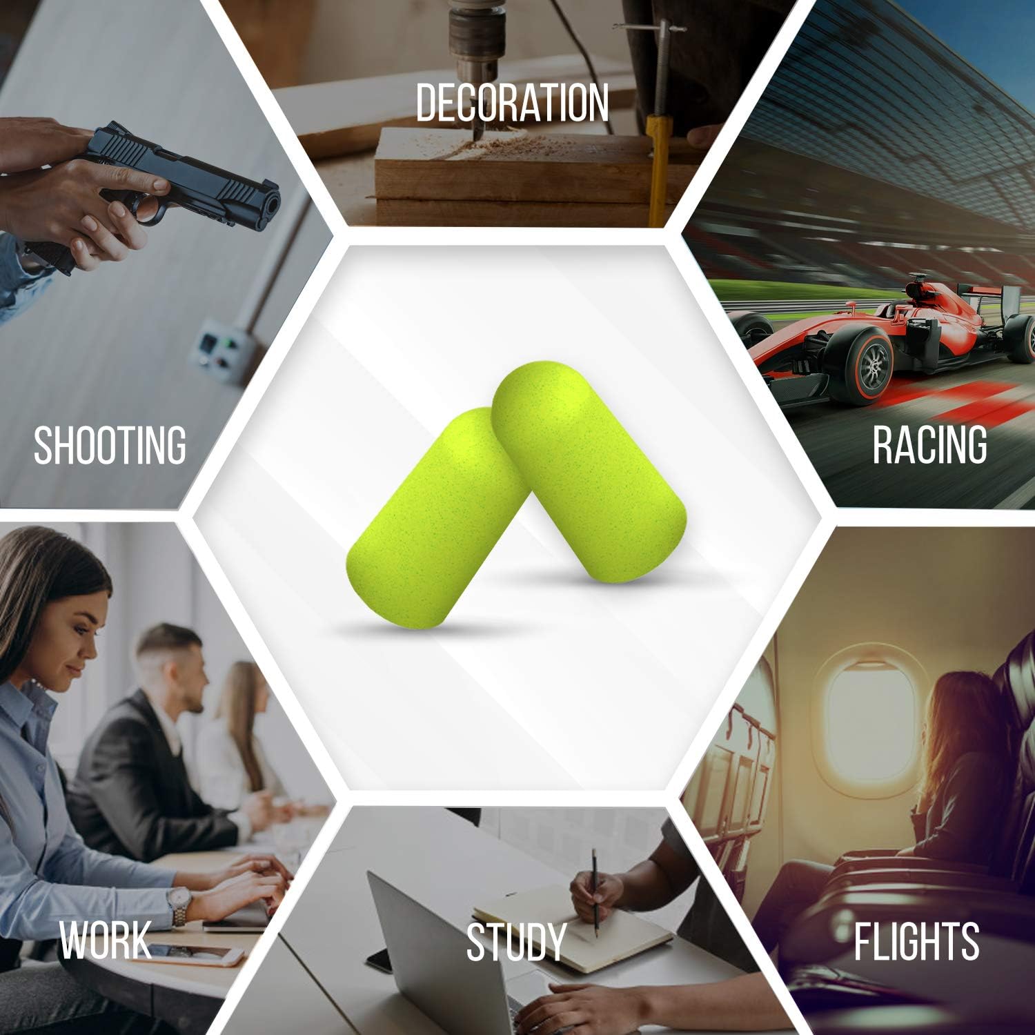 Soft Foam Ear Plugs - 70 Pairs Noise Cancelling Earplugs 32dB NRR - For Noise Reduction and Hearing Protection with Aluminum Carry Case - Perfect for Sleeping, Travel, Concerts, Shooting, Study & Work: Health & Personal Care
